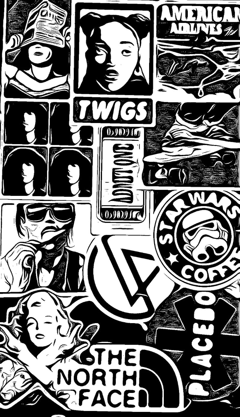 Sticker Bomb, art, brand, converse, mouse, skate, skates, star, tumblr, vans, wall, HD phone wallpaper