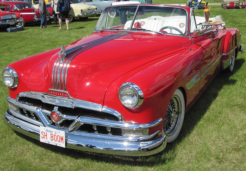 1953 Pontiac, graphy, Pontiac, Red, headlights, HD wallpaper