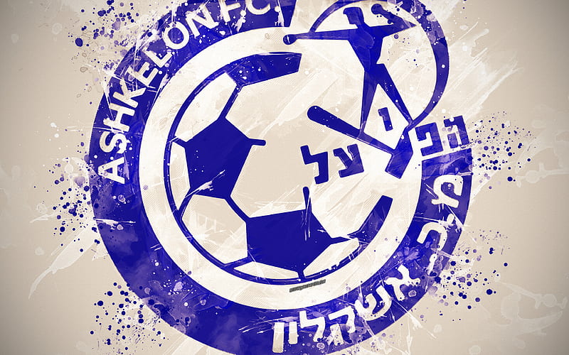 Hapoel Ashkelon FC, paint art, logo, creative, Israeli football team, Israeli Premier League, Ligat HaAl, emblem, white background, grunge style, Ashkelon, Israel, football, HD wallpaper
