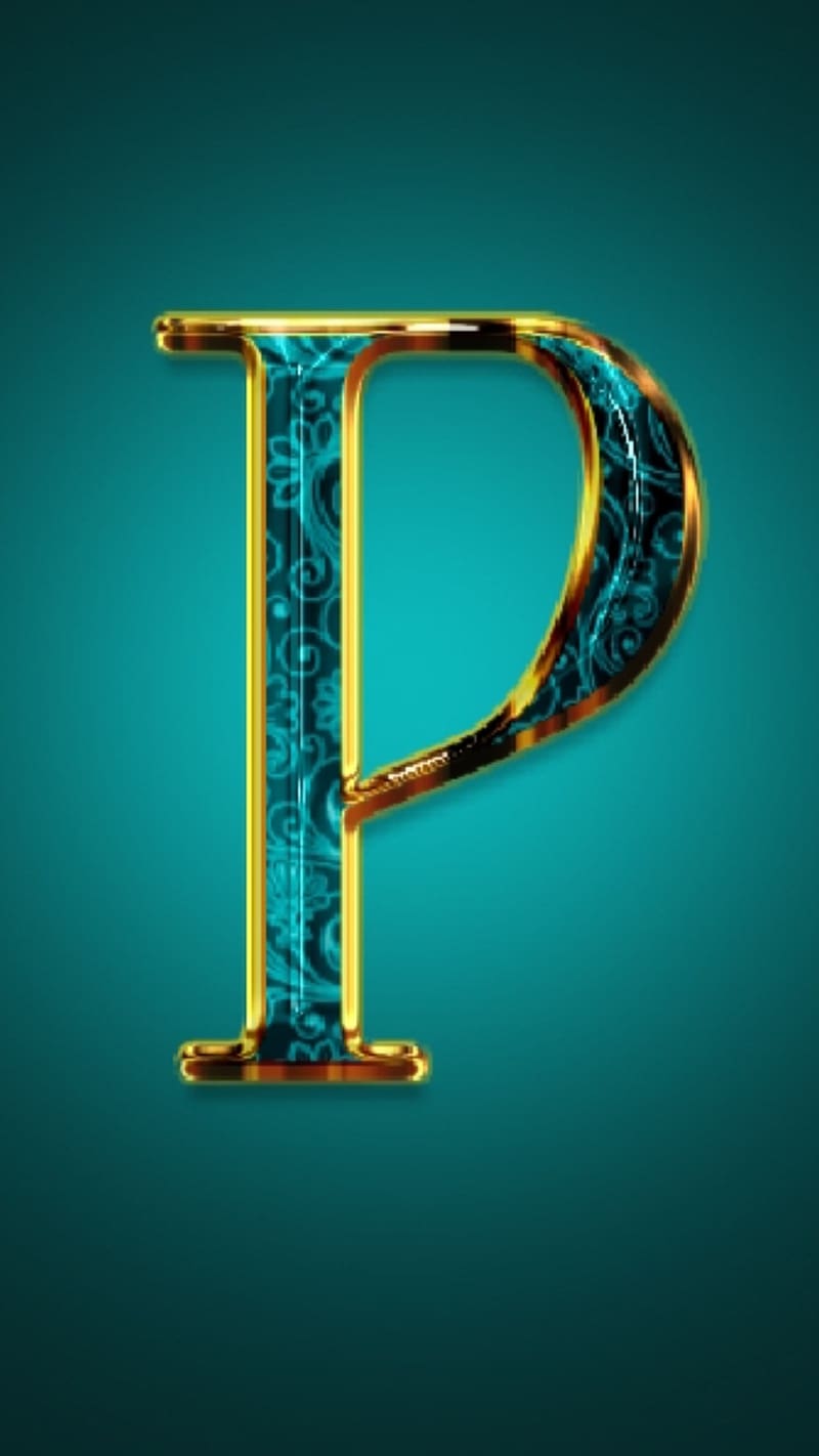 P Letter Design With Teal Background, p letter design, teal background, alphabet, HD phone wallpaper