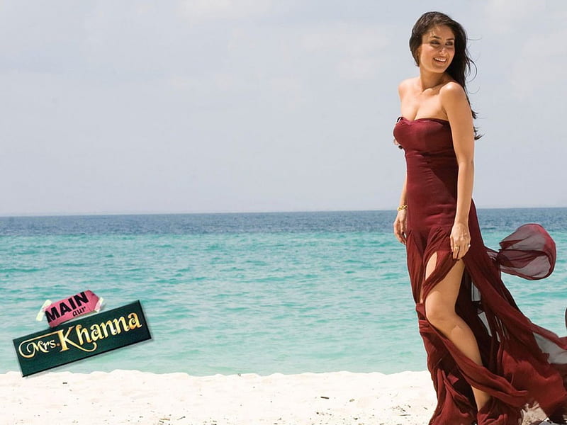 kareena kapoor 1, beach, models female, bollywood, actress, HD wallpaper