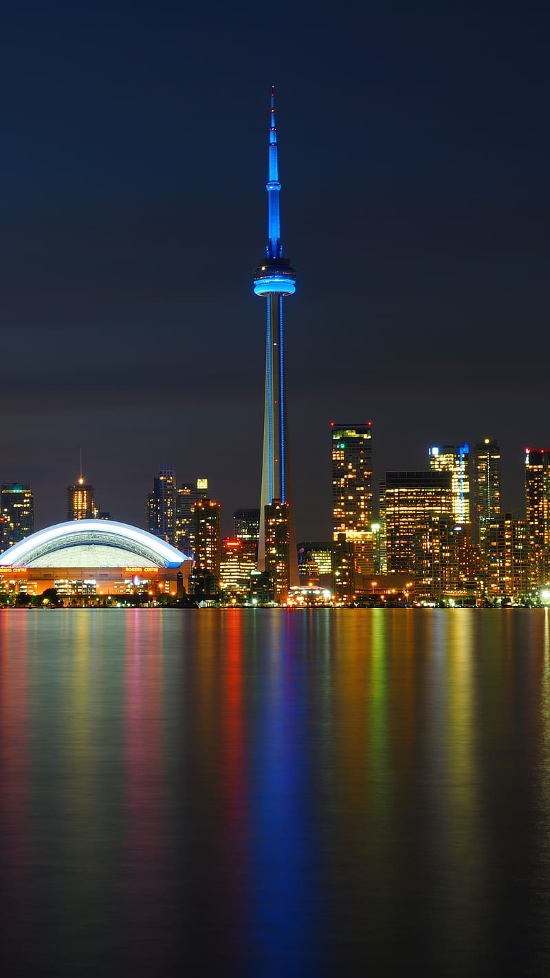 Cities, Night, City, Skyscraper, Building, Canada, Toronto, HD phone wallpaper