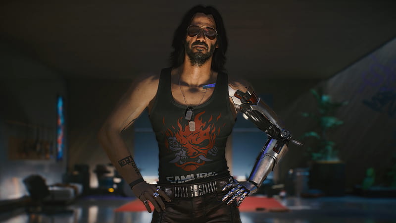 Keanu Reeves As Johnny Silverhand Cyberpunk 2077, keanu-reeves, cyberpunk-2077, games, artstation, artwork, HD wallpaper