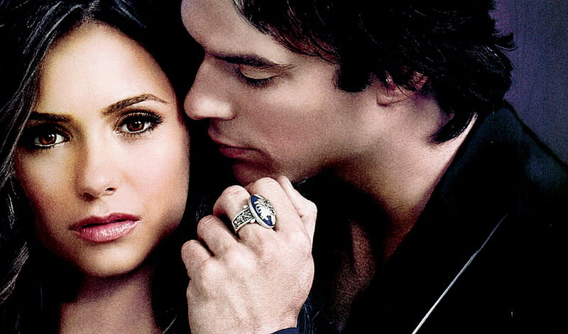 Elena & Damon, Love, TVD, vampires, Elena, Damon, Ian, Nina, HD wallpaper