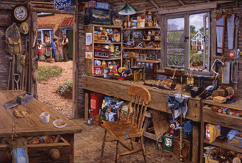 Dad\'s shed., room, shed, tool, backyard, HD wallpaper