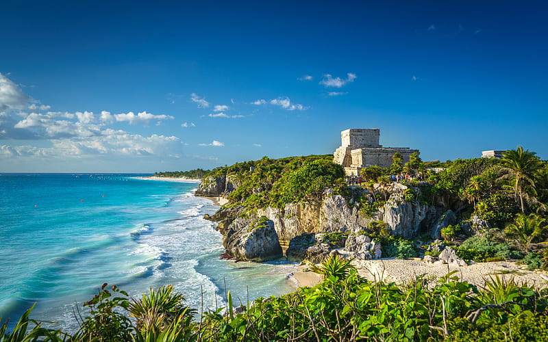 Quintana Roo Yucatan Island, beautiful nature, Caribbean Sea, Tulum, Mexico, HD wallpaper