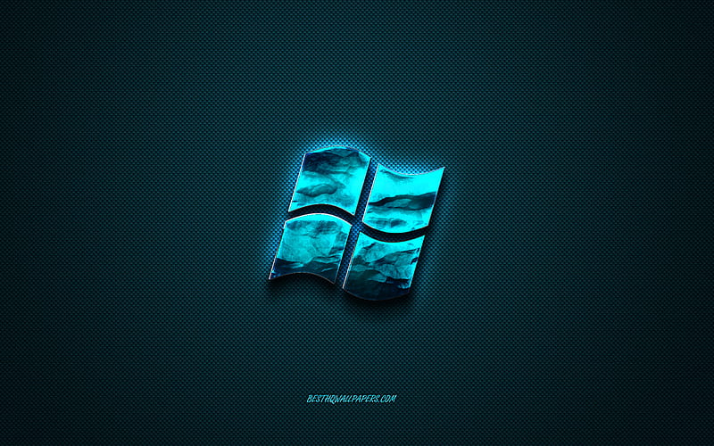 Windows old blue logo, creative blue art, Windows emblem, dark blue background, Windows, logo, brands, HD wallpaper
