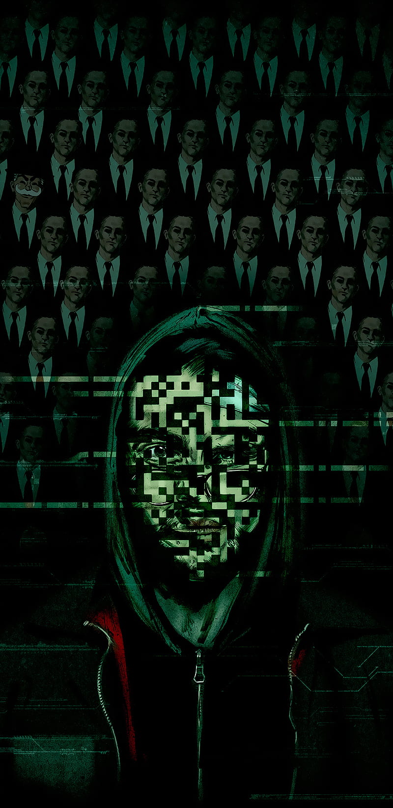 Mr Robot Glitch , amoled, anon, anonymous, hack, hacker, steamroom, HD phone wallpaper