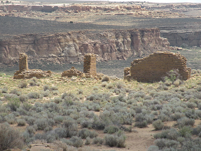 Dead Beauty, architecture, culture, desert, chaco culture national historical park, ruins, triplerubik, pueblo, nature, chaco canyon, HD wallpaper