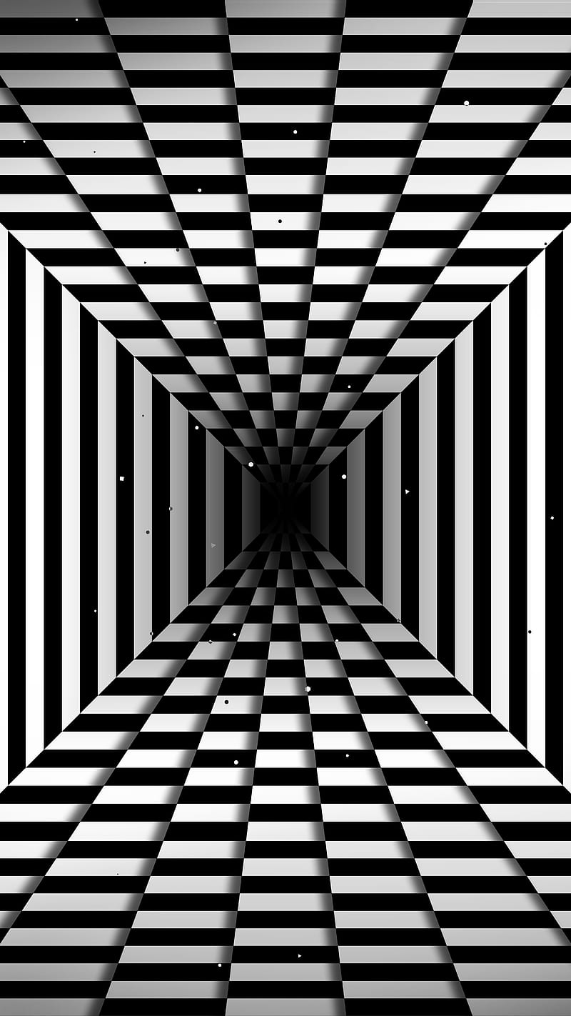 Corridor, 3-d, Divin, architectural, black-white, checkered, contemporary, geometric, illusion, illusive, illustration, immersion, kinetic, op-art, optical, optical-art, optical-illusion, portal, tunnel, visual, volume, HD phone wallpaper