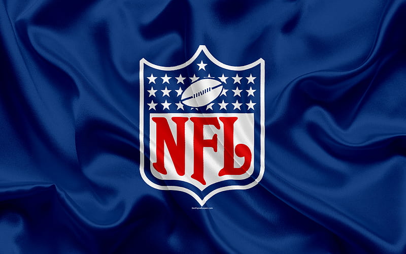 National Football League, NFL logo, emblem, NFL, USA, silk flag, blue silk texture, HD wallpaper