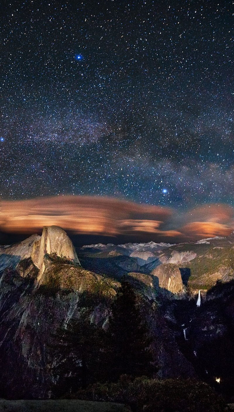 Space, nature, sky, stars, mountain, HD phone wallpaper