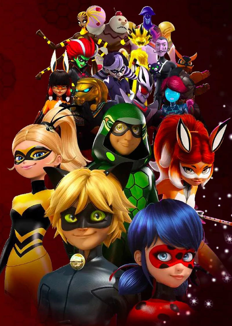 Download Miraculous Ladybug And Cat Noir Characters Wallpaper