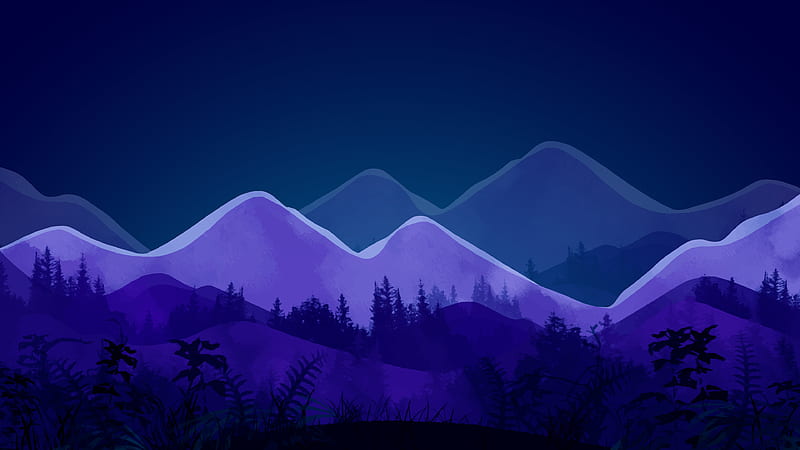Mountain Minimalist Night, HD wallpaper