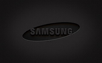Samsung carbon logo,, grunge art, carbon background, creative, Samsung black logo, Samsung logo, Samsung, HD wallpaper