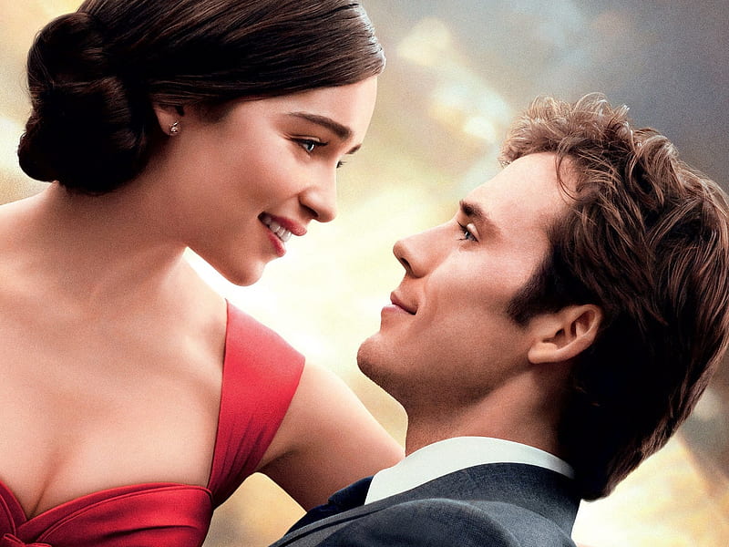 Me before you, red, Sam Claflin, movie, romantic, man, woman, Sam Claflin Sam Claflin, Emilia Clarke, girl, actress, love, drama, couple, actor, HD wallpaper