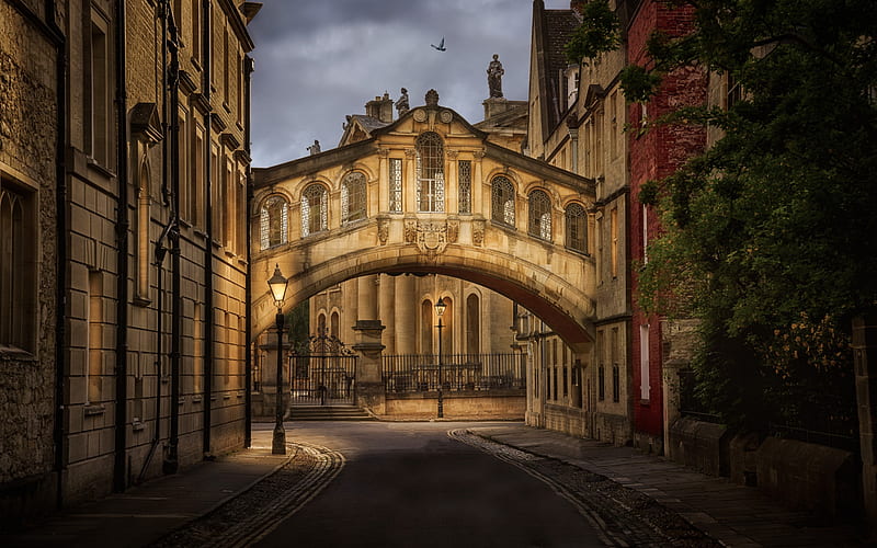 Hertford Bridge, Bridge of Sighs, Oxford, Hertford College, Oxford landmark, England, HD wallpaper