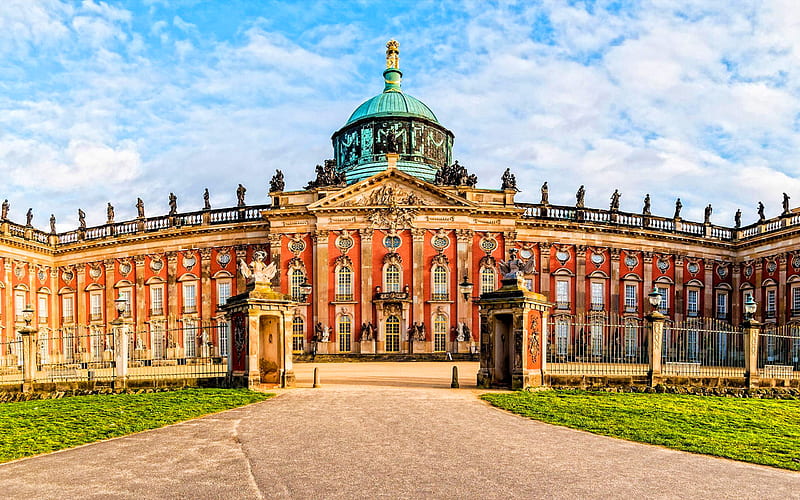 New Palace Potsdam, german landmarks, summer, german cities, Europe, Germany, Cities of Germany, Neues Palais, Potsdam Germany, HD wallpaper