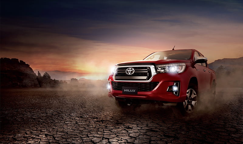 toyota hilux 2019, pickup cars, red, Vehicle, HD wallpaper
