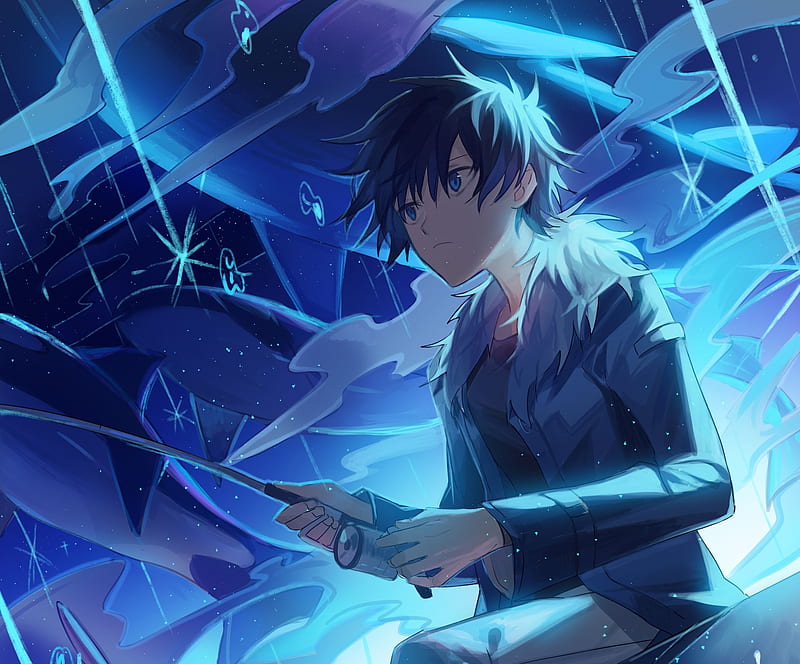 Anime Boy Fishing Jacket Blue Eyes Anime Hd Wallpaper Peakpx