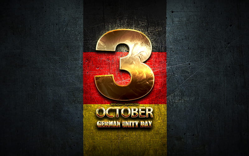 German Unity Day, October 3, golden signs, german national holidays