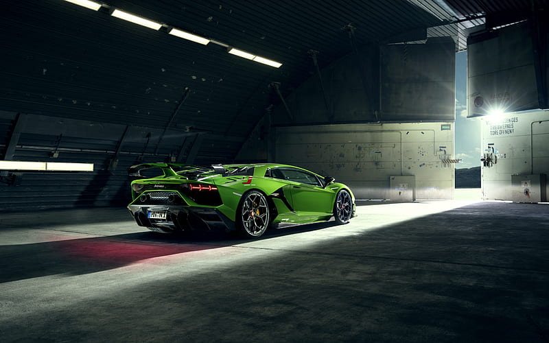 Novitec Lamborghini Aventador SVJ, 2019, rear view, exterior, green supercar, tuning Aventador, green Aventador, Italian sports cars, Lamborghini, HD wallpaper