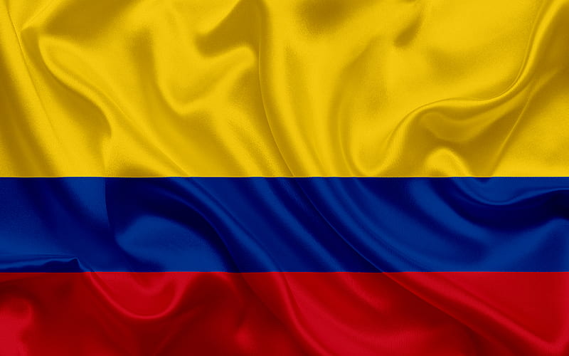 Colombian flag, Colombia, South America, silk, flag of Colombia, HD wallpaper