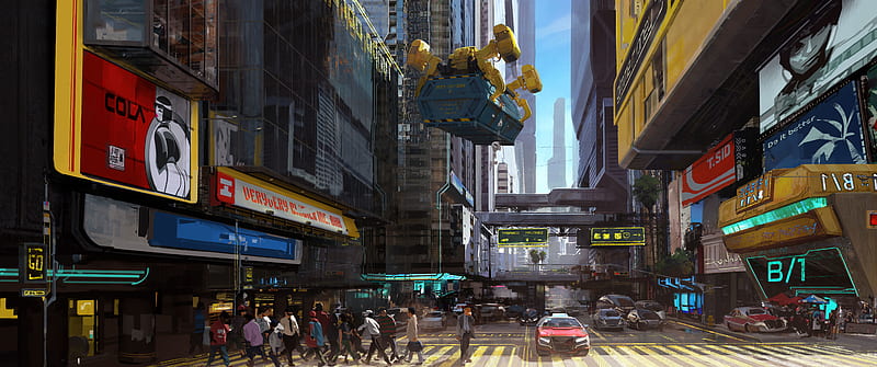 Cyberpunk 2077 City Concept Art 4K Wallpaper #3.2261