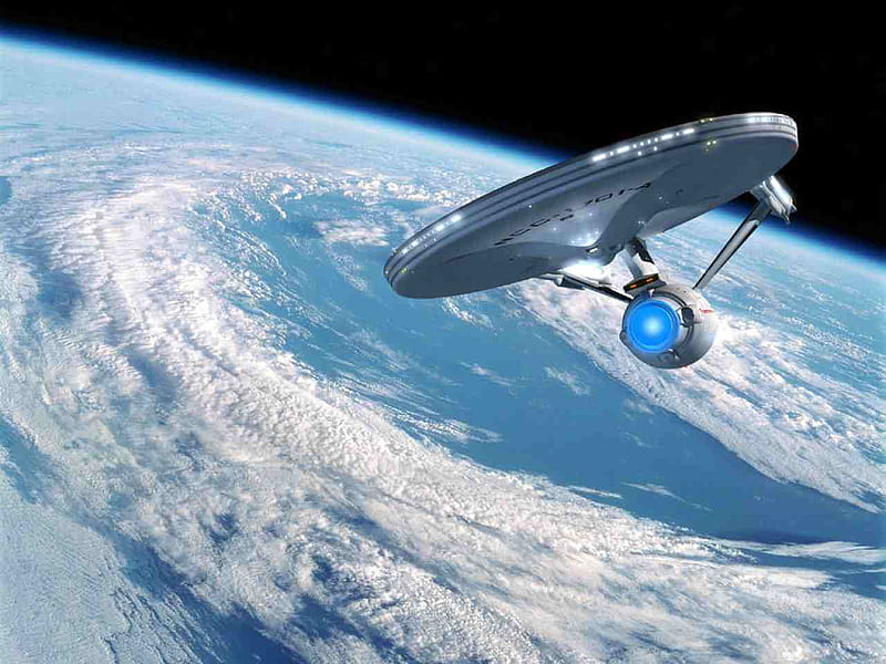 Enterprise in Earth orbit, star trek, enterprise, HD wallpaper
