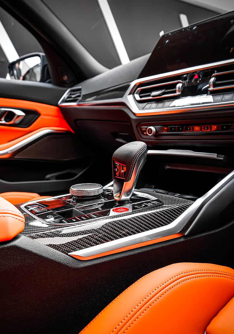 black and orange car interior, HD phone wallpaper
