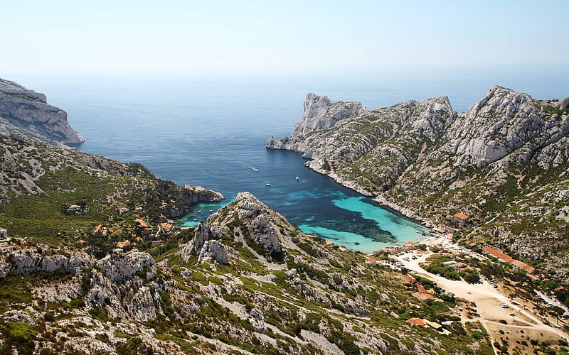 Calanque de Sormiou, Marseille Mediterranean Sea, rocks, coast, blue bay, HD wallpaper