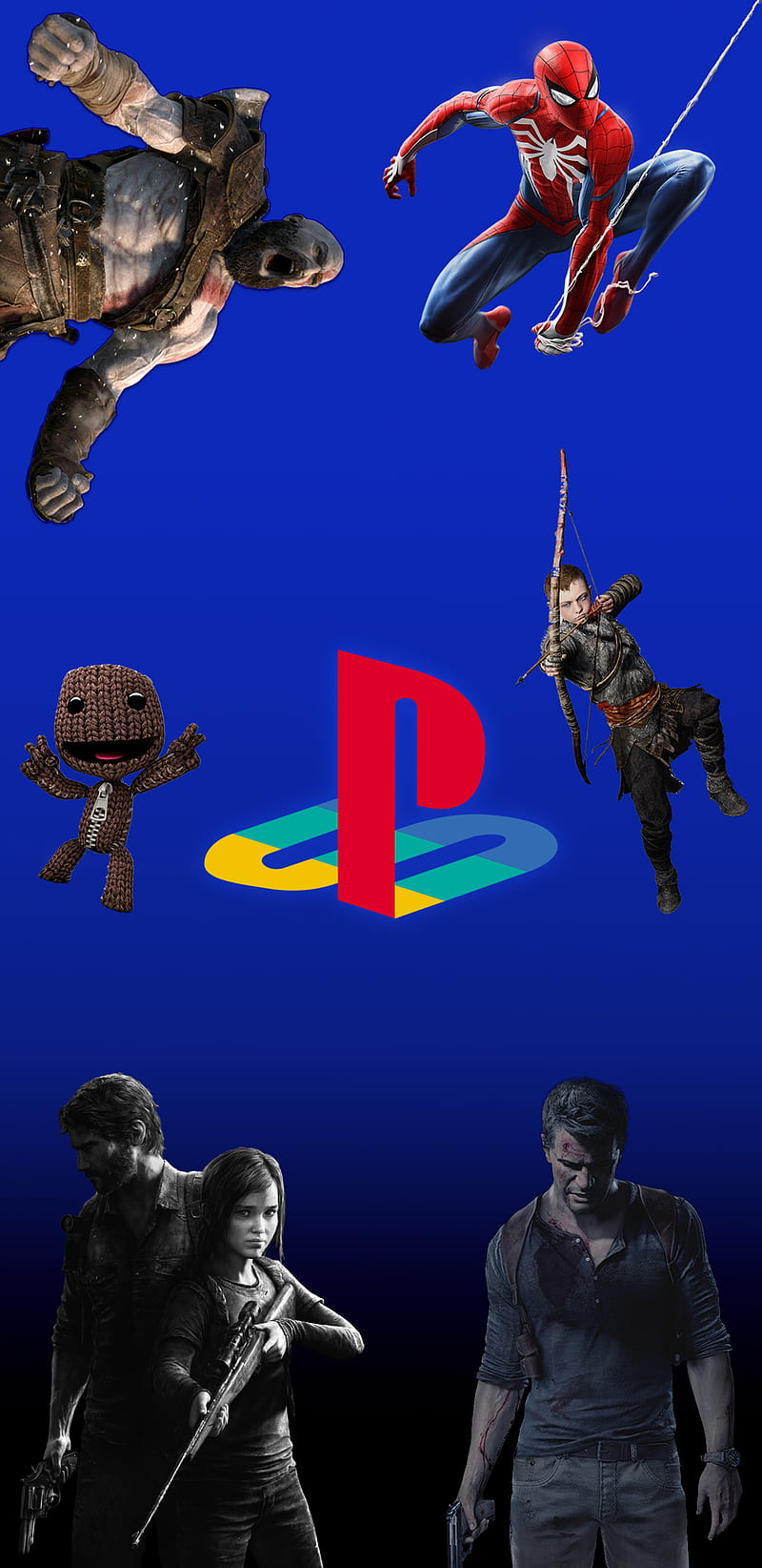 PlayStation Heroes, atreus, kratos, littlebigplanet, ps4, ps5, spider-man, the last of us, uncharted, HD phone wallpaper
