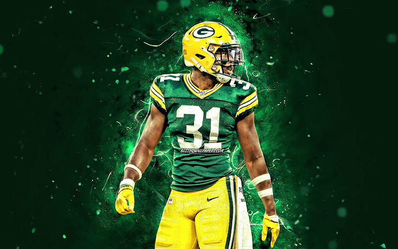 Adrian Amos strong safety, Green Bay Packers, american football, NFL, Adrian Gerald Amos Jr, National Football League, neon lights, Adrian Amos , Adrian Amos Green Bay Packers, HD wallpaper