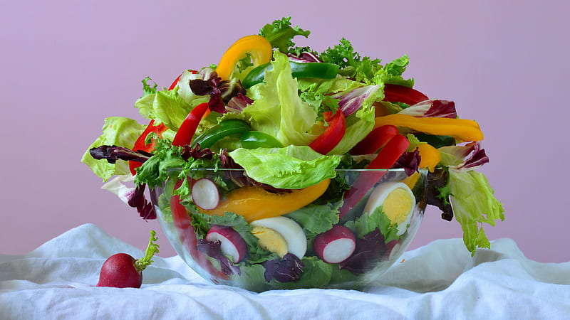 Salad, food, vegetables, bowl, HD wallpaper
