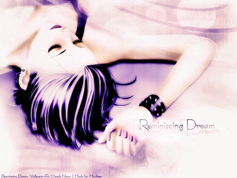 Reminiscing Dream, bangle, dark hair, purple, head, arm, lady, sleeping, HD wallpaper