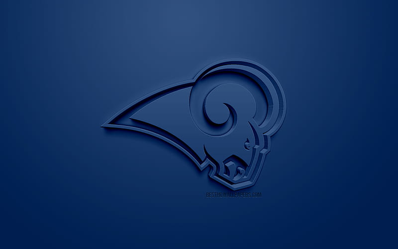 Los Angeles Rams, American football club, creative 3D logo, blue background, 3d emblem, NFL, Los Angeles, California, USA, National Football League, 3d art, American football, 3d logo, HD wallpaper