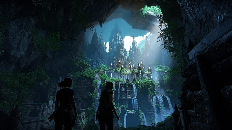 uncharted: the lost legacy, underground city, waterfall, Games, HD wallpaper