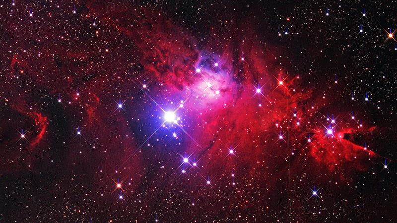 Red Black Purple Nebula Stars Glare Black Background Stars, HD wallpaper