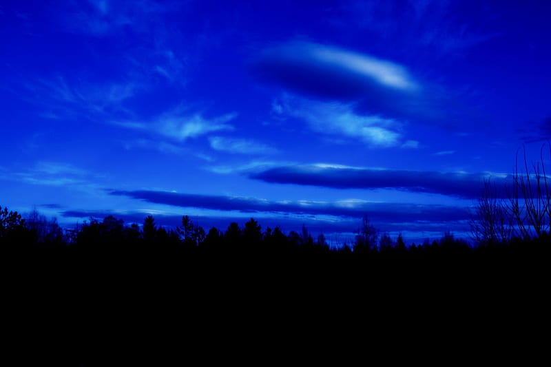 Dark blue sky, feeling, black, clouds, sky, blue, HD wallpaper
