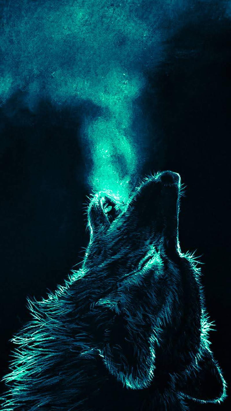 Wolf, galaxy, HD phone wallpaper