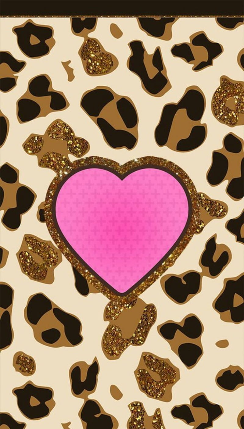 Leopard Heart glitter love pink HD phone wallpaper  Peakpx