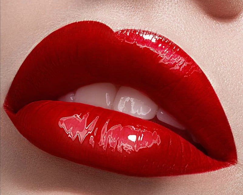 Red, mouth, woman, lips, HD wallpaper