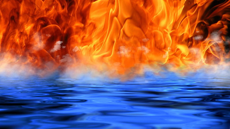 fire water meet-The fire of artistic creativity design, HD wallpaper