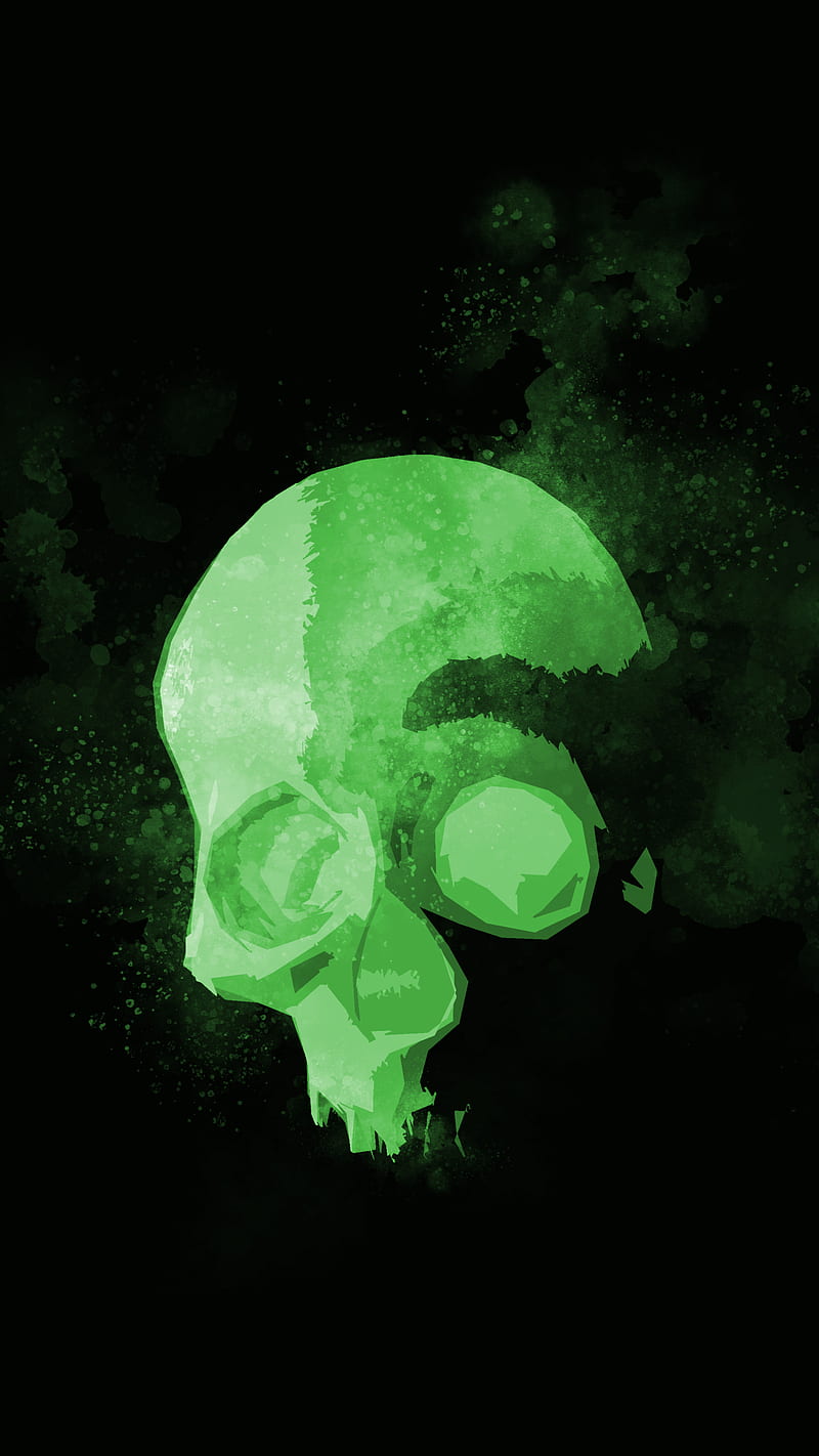Radiation Skull, Ancient, afterlife, black, cartoon, dangerous, dark, dead, fumes, green, oled, poison, skeleton, stylized, HD phone wallpaper