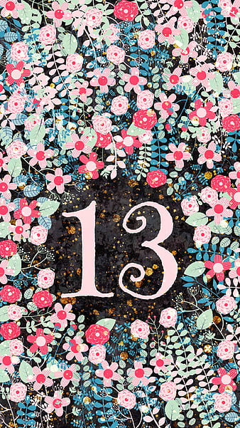 Pink Floral Number 13, 13, 13th, Cute, Floral, Girl, Girly, Number ...