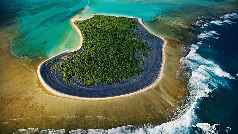 lagoon, tropical island, coral island, ocean, atoll, New Caledonia, HD wallpaper