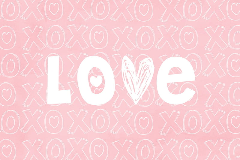 Love XOXO, pretty, bonito, sweet, message, letters, love, heart, pastel, white, pink, HD wallpaper