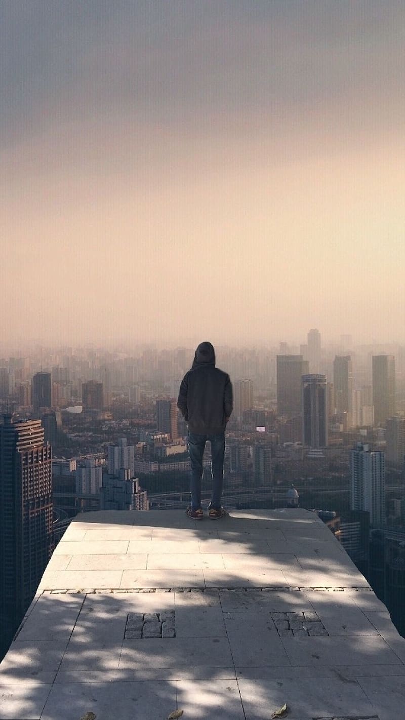 Best Alone, Alone Man At Top Of The Building, HD phone wallpaper