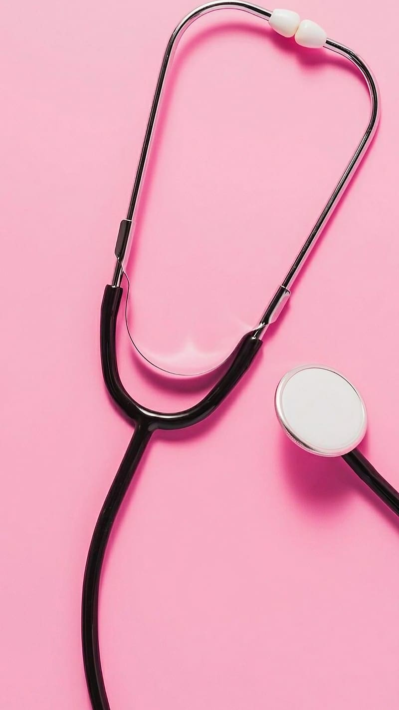 Stethoscope, Pink Background, medical device, HD phone wallpaper