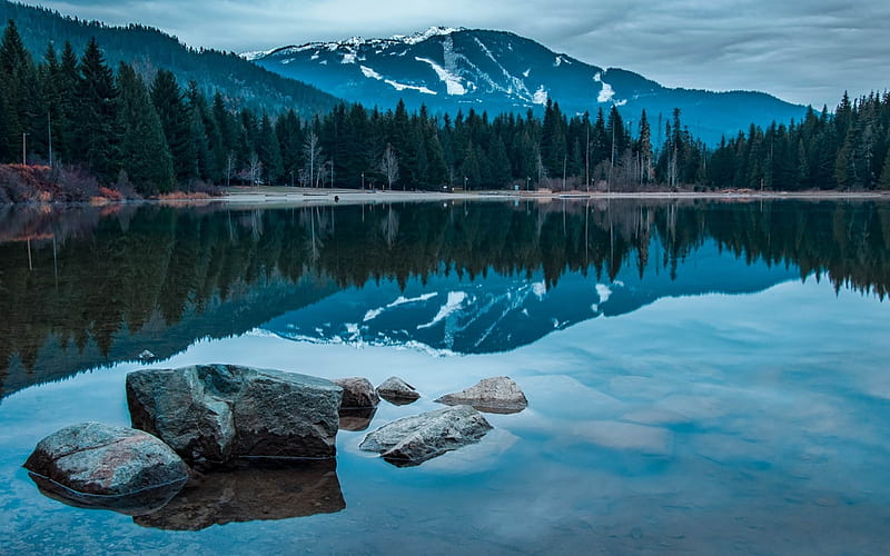 lake rocks mountains-Best Landscape, HD wallpaper